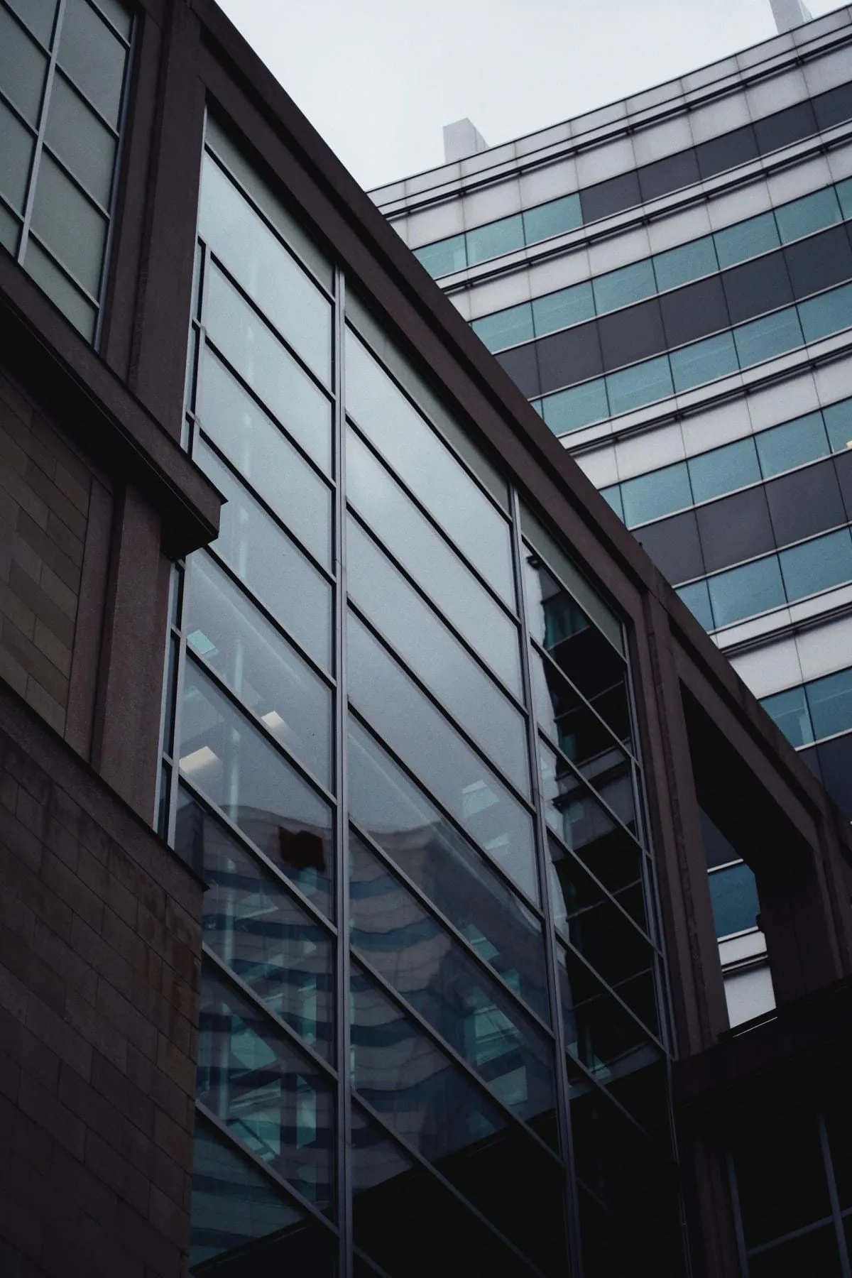 Dark glass facade of an office tower