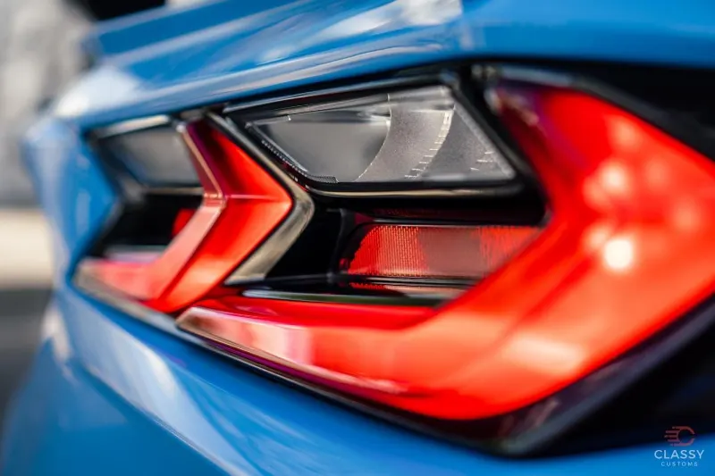 Close-up of a Corvette C8 taillight