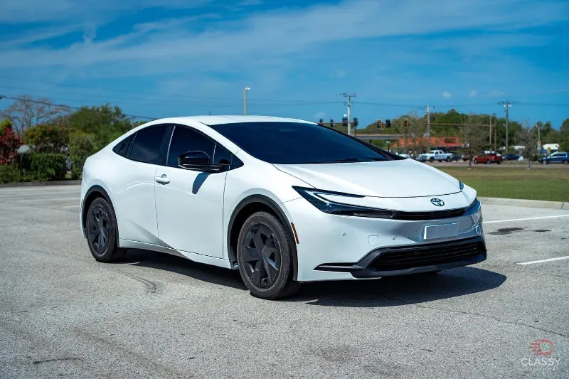 White Toyota Prius with tinted windows