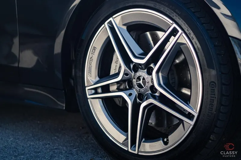 Close-up of a Mercedes-AMG multi-spoke wheel